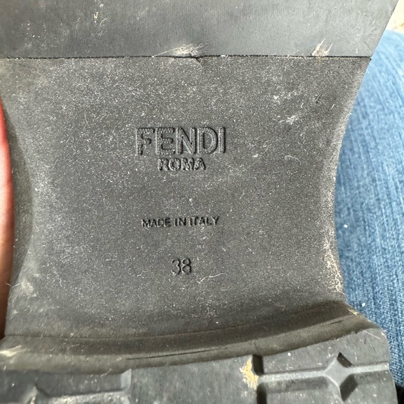 Fendi Women's Rockoko Leather Combat Biker Boots with Stretch Fabric - Picture 5 of 5